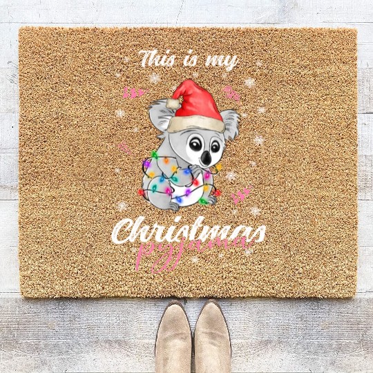 Winter Christmas Pyjama Koala Coir Doormats