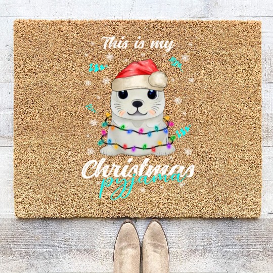 Winter Christmas Pyjama Seal Coir Doormats