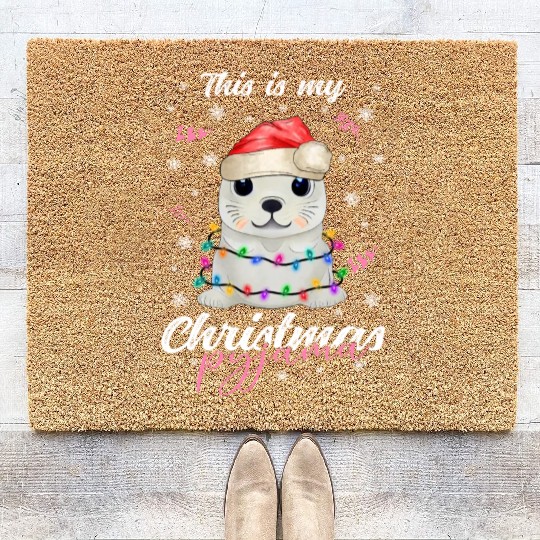 Winter Christmas Pyjama Seal Coir Doormats