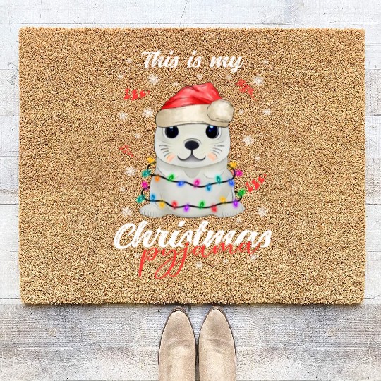 Winter Christmas Pyjama Seal Coir Doormats