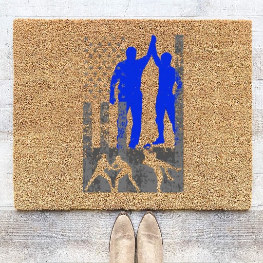Wrestling American Flag Blue Male Wrestler On Us F Coir Doormats
