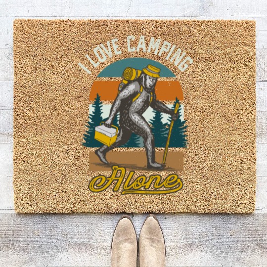I Love Camping Solo Bigfoot Sasquatch Coir Doormats