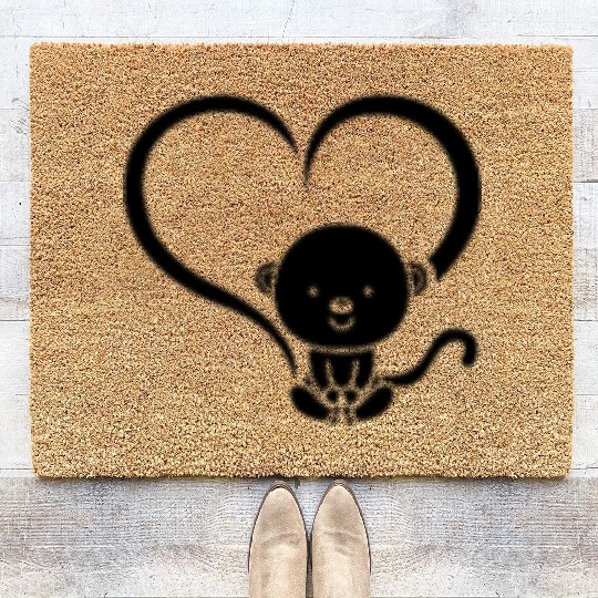 Chimpanzee Monkey Baby Orangutan - Cute Monkey Hea Coir Doormats