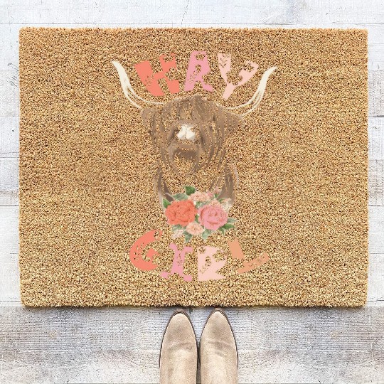 Hay Girl Highland Cow Grass Puppy Cow Whisperer Coir Doormats