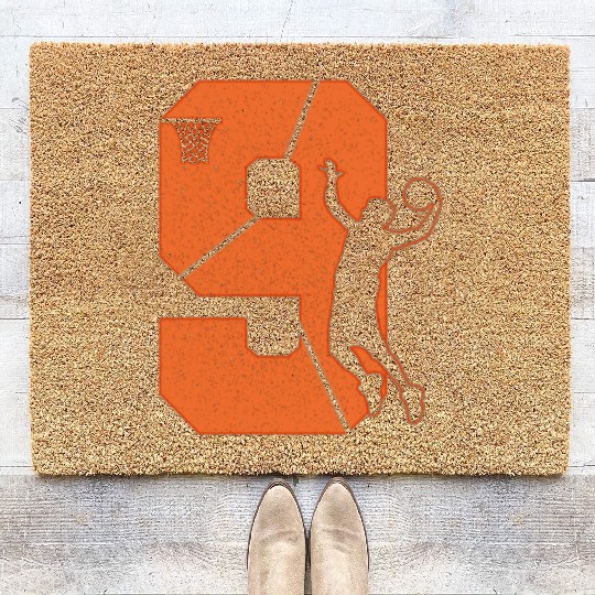 Kids 9 Year Old 9th Basketball Birthday Party Coir Doormats
