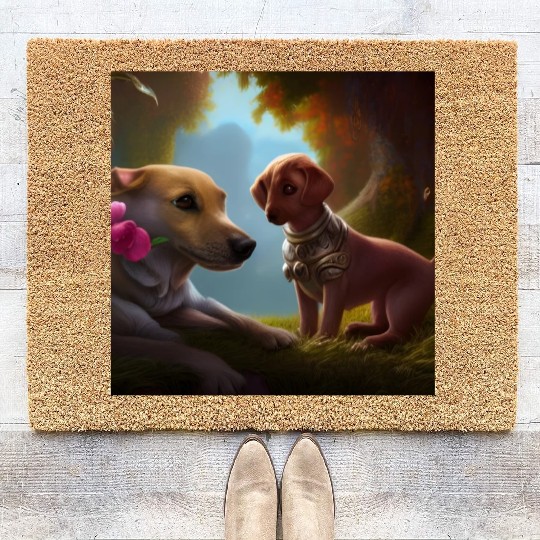 Puppy Love Cute Puppies with A Little Steampunk Coir Doormats