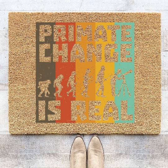 Primate Change Is Real Evolution Joke Coir Doormats