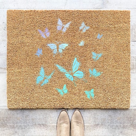 Blue Butterflies Gardening Butterfly Coir Doormats