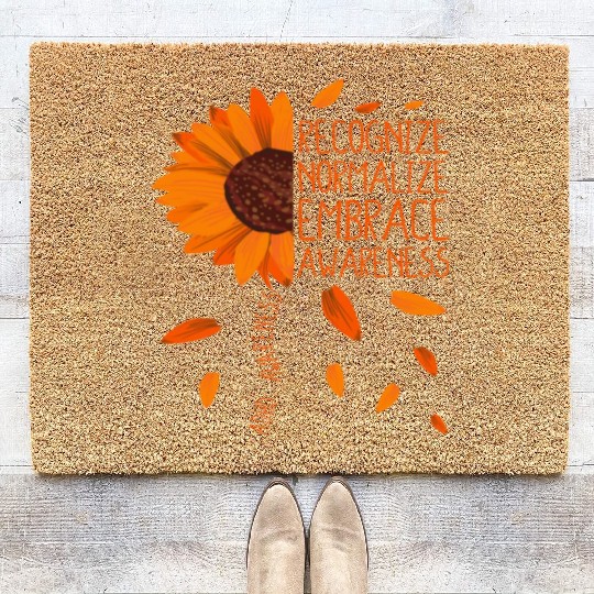 ADHD Awareness Sunflower Embrace Neurodiversity Coir Doormats