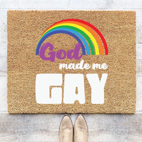 LBGT Flag Gay Pride Human God made me Gay Coir Doormats