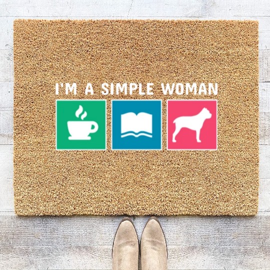 Coffee Books Cane Corso I'm A Simple Woman Coir Doormats