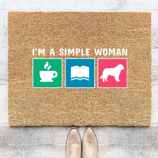 Coffee Books Saint Bernard I'm A Simple Woman Coir Doormats