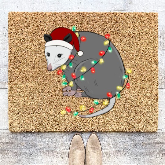 Christmas Animal Opposum Light Chain Hat Coir Doormats