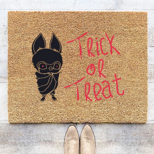 trick or treat kids in cute bat costumes Coir Doormats