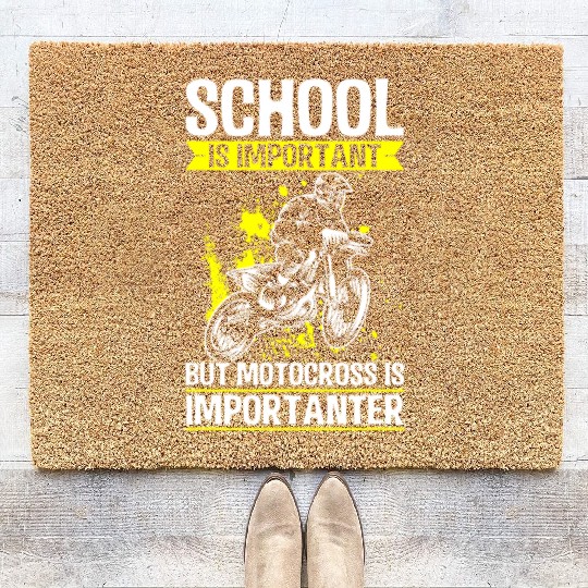 School is Important, but Motocross is Importanter Coir Doormats