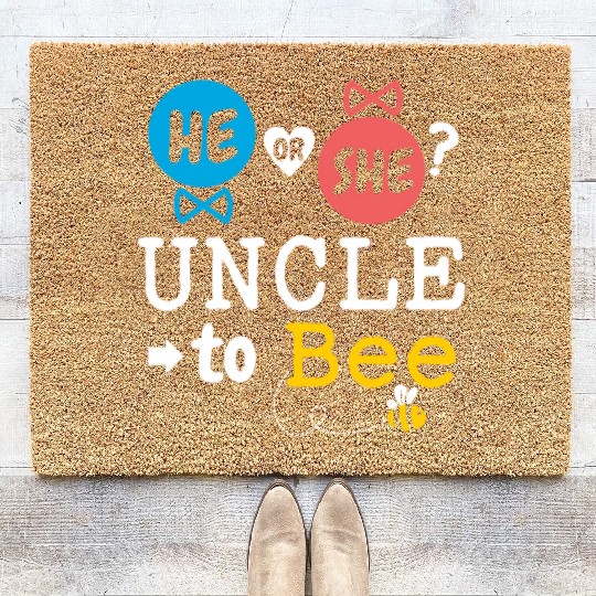 He or She Uncle To Bee Gender Reveal Family Baby Coir Doormats
