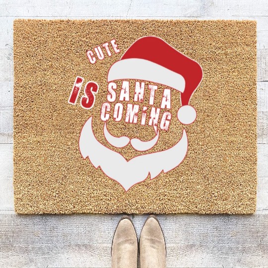 Christmas Cute Santa Is Coming Santa Candy Cane Coir Doormats