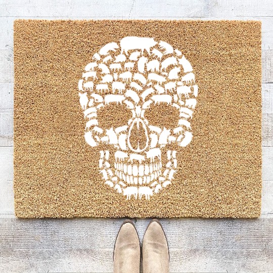 Funny Pig Halloween Skull Great Coir Doormats