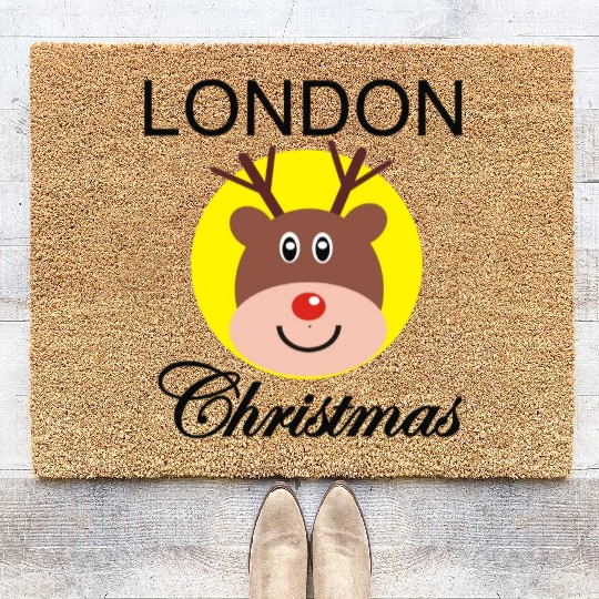 Funny Christmas Rudolph gift for Londoner Coir Doormats