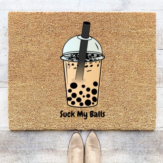Suck My Balls, Boba Tea, Bubble Tea, Boba Milk Tea Coir Doormats