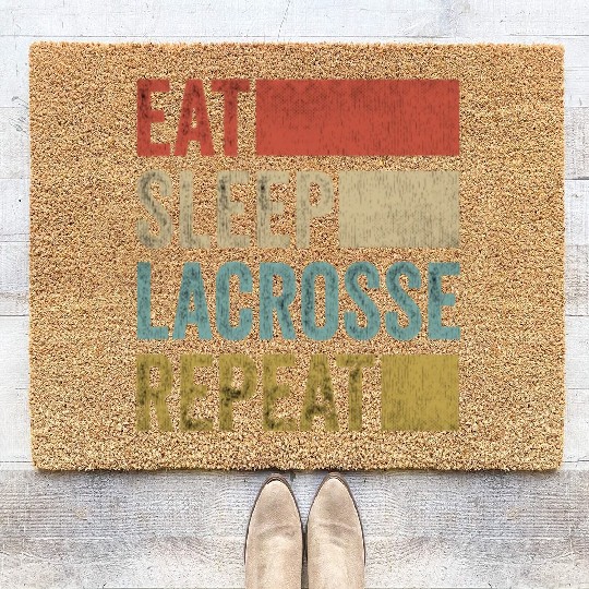 Retro Eat Sleep Lacrosse Repeat Lacrosse Coir Doormats