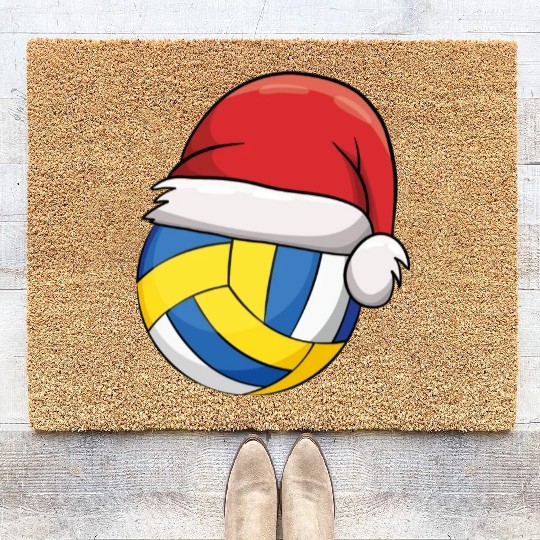 Volleyball Chirstmas Cute Volleyball Xmas Santa Coir Doormats