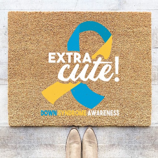 October Wear Blue Yellow Down Syndrome Awareness Coir Doormats
