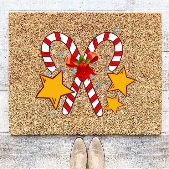 Christmas candy cane for holidays Coir Doormats