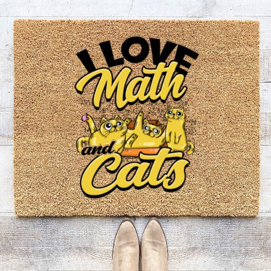 I love math and cats - cats Coir Doormats