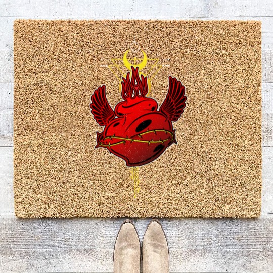Flames Heart T Tattoo Street Style Coir Doormats