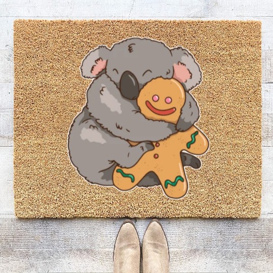 Cute Koala Gingerbread Cookies For Christmas X-mas Coir Doormats