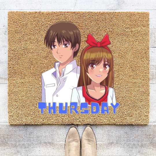 Anime Boy and Girl Day of The Week Thursday Coir Doormats
