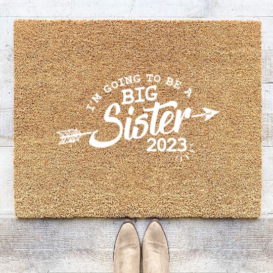 Going to be a Big sister 2023 pregnancy baby girls Coir Doormats