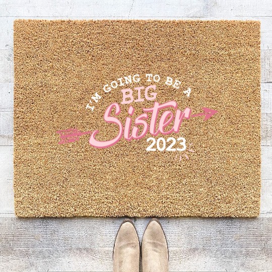 Going to be a Big sister 2023 pregnancy baby girls Coir Doormats