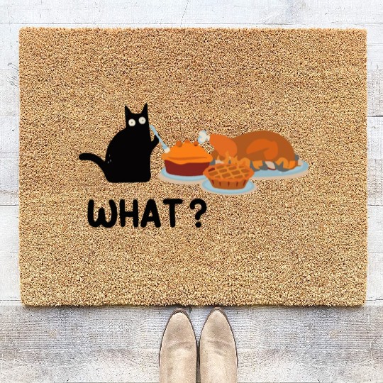 Thanksgiving -Turkey Dinner Thanksgiving What Cat Coir Doormats