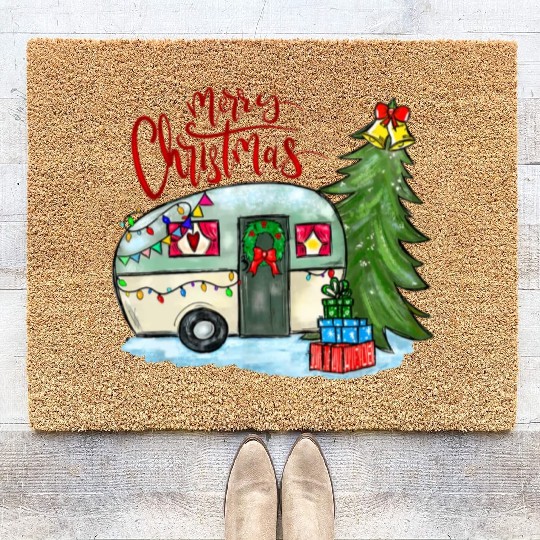 Merry Christmas Happy Camper Funny Camping Life Coir Doormats