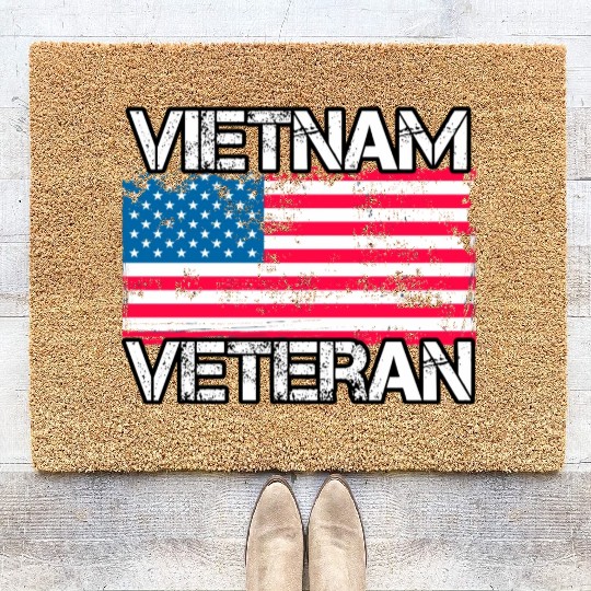 Vietnam Veteran Vintage Us Flag Military Vet Coir Doormats