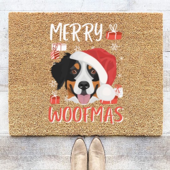 Bernese Mountain Dog Merry Christmas Coir Doormats