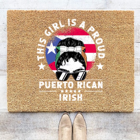 Puerto Rico Flag Ireland Grown Women Girl Coir Doormats