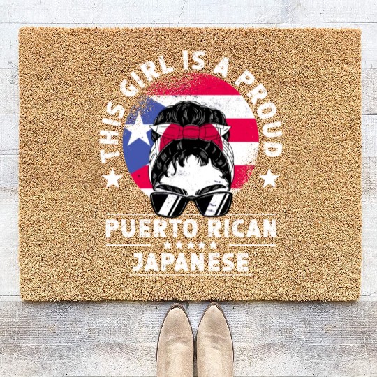 Puerto Rico Flag Japan Grown Women Girl Coir Doormats