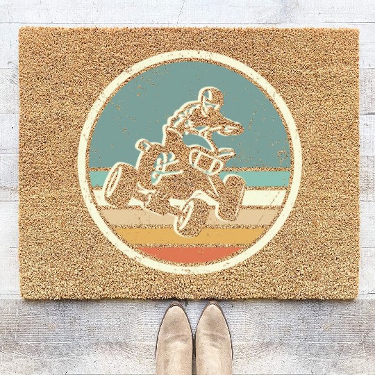 ATV Biker Retro Vintage 4 wheeler Quad Coir Doormats