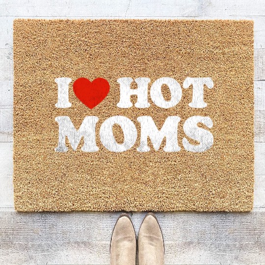 I Heart Hot Moms Y2K Adult Humor Distressed I Coir Doormats
