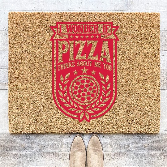 pizza thinks about me Coir Doormats