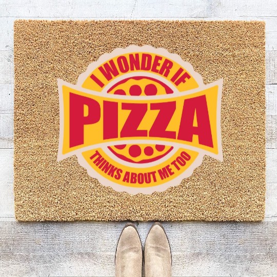 pizza thinks about me Coir Doormats