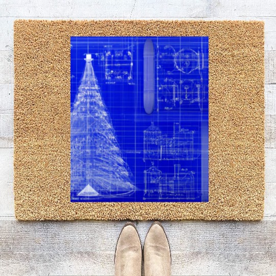 Christmas Blueprint Christmas Tree Blueprint Coir Doormats