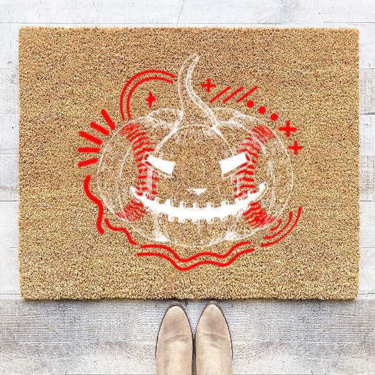Halloween Coir Doormats, Baseball Scary Pumpkin Sports