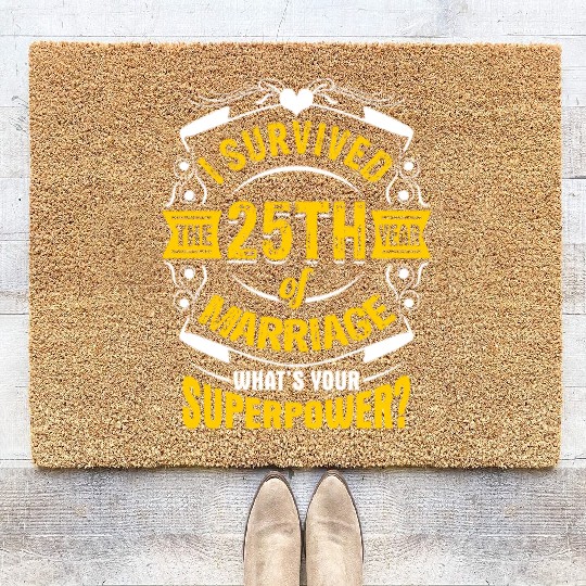 I Survived 25th of Marriage What's Your Superpower Coir Doormats