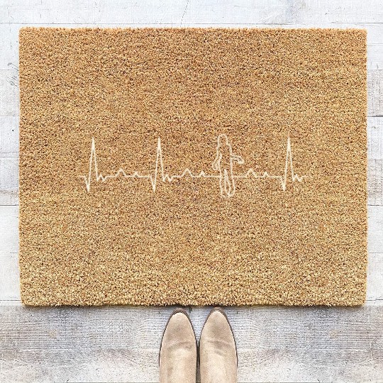 Zombie Girl Walking. Heart. Love. EKG. Pulse. Coir Doormats