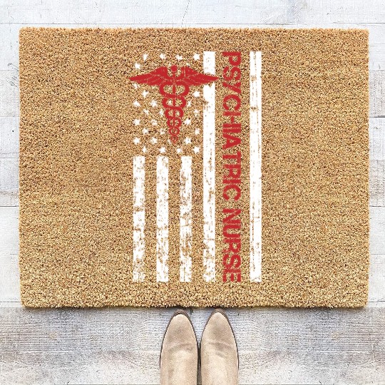 Psychology Psychologist Us Flag Psych Nurse Coir Doormats