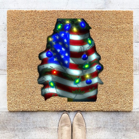 Patriotic Christmas US Christmas Tree With Coir Doormats
